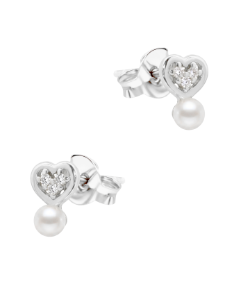 Heart Pearl Silver Stud Earring STS-7061